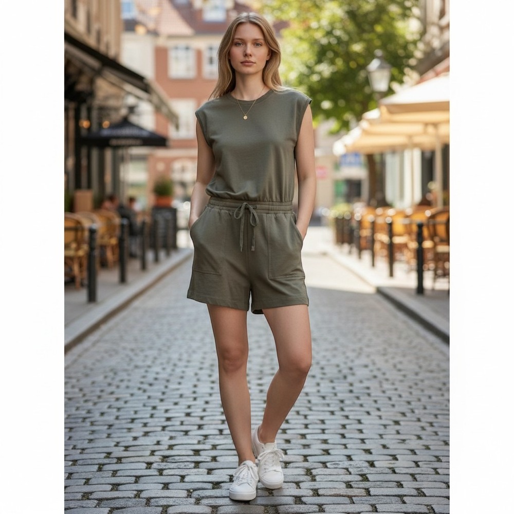 Banana Republic Womens XS Knit Romper Taupe Brown Sleeveless Mock Neck 700336- 2